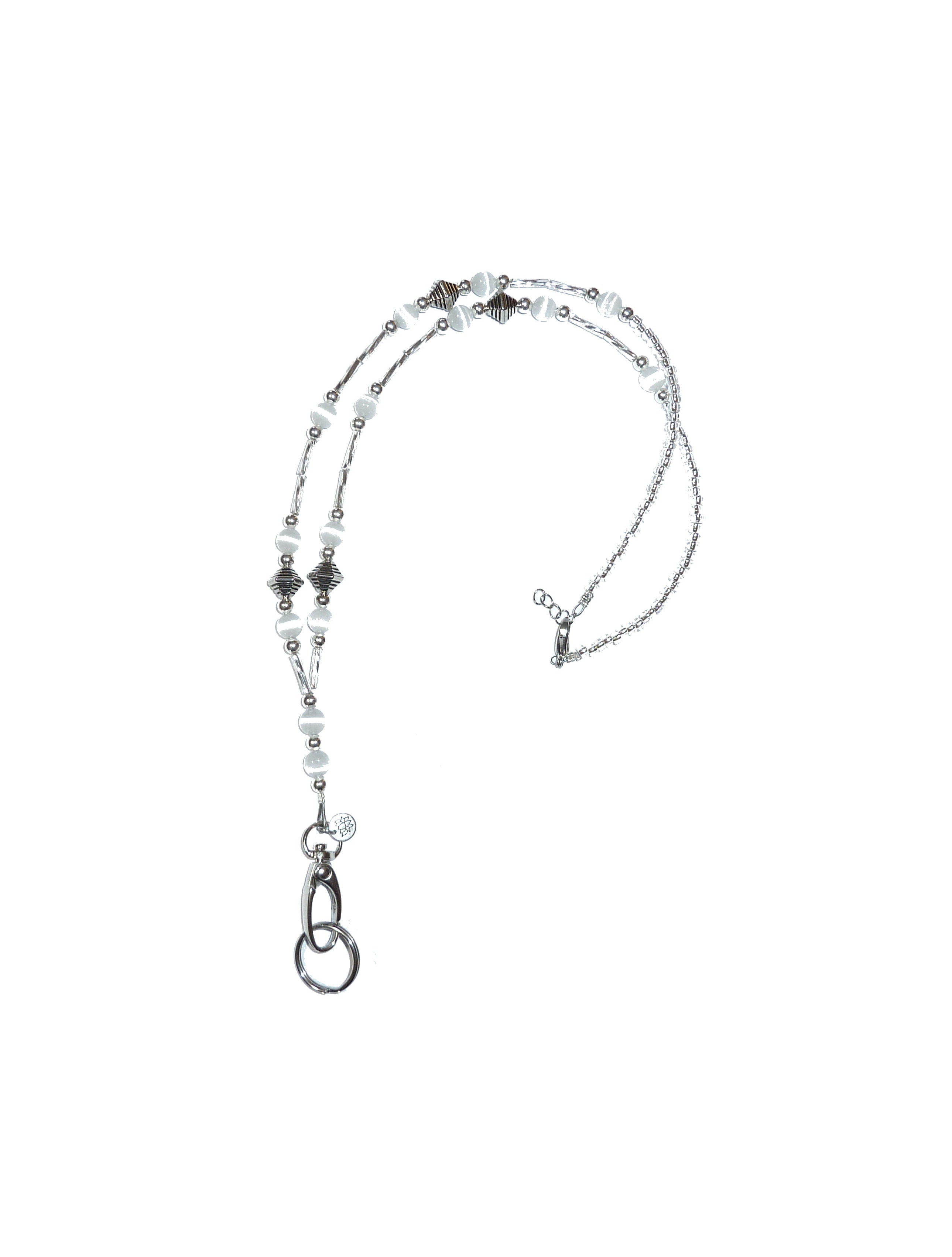 Women's Fashion Beaded Lanyard - Stainless Steel ID Badge Holder For Work & Style
