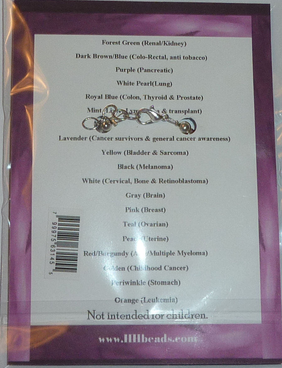 White (Cervical, Bone & Retinoblastoma) Packaged Cancer Awareness Bracelet 6mm