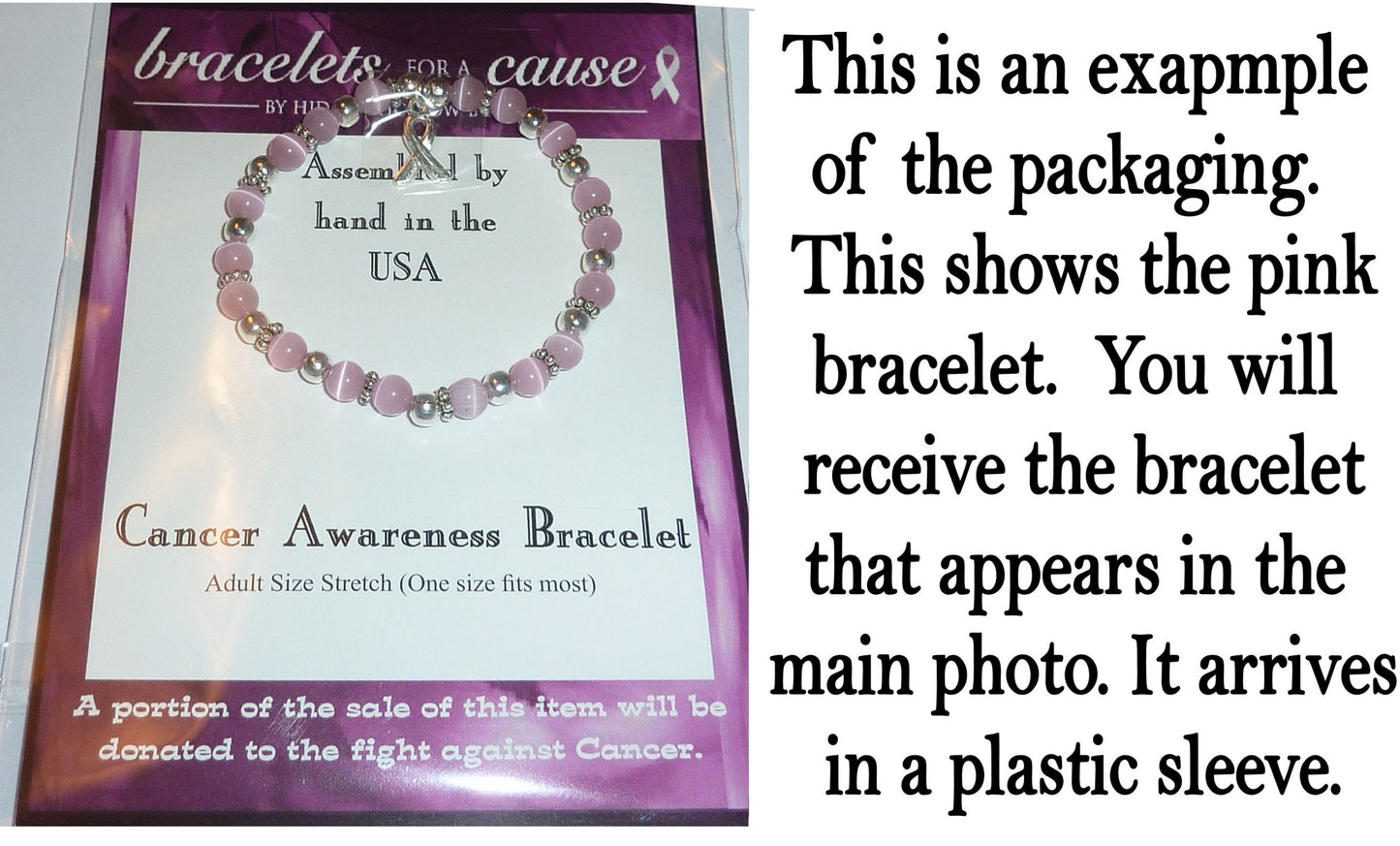 Stretchy Packaged Breast Cancer Awareness Bracelet- 6mm