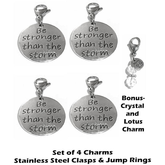 4 Pack Be Stronger Clip On Charms - Inspirational Charms Clip On Anywhere