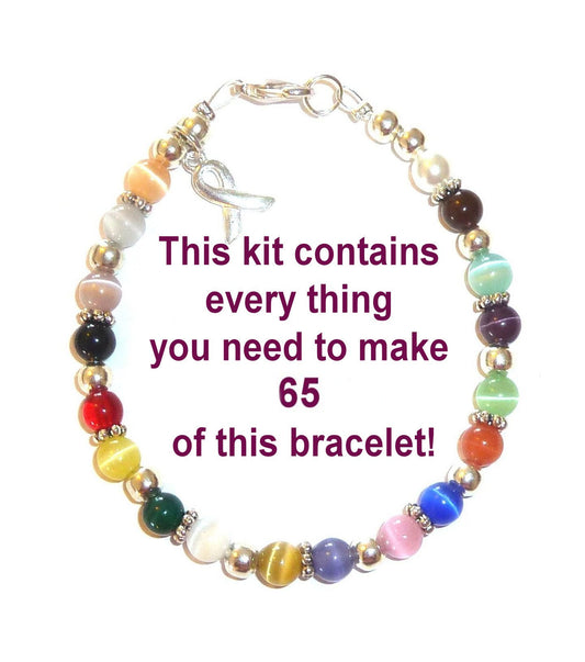 Total Cancer Awareness Bracelet Kit With Clasps &amp; Wire 6mm, makes 65
