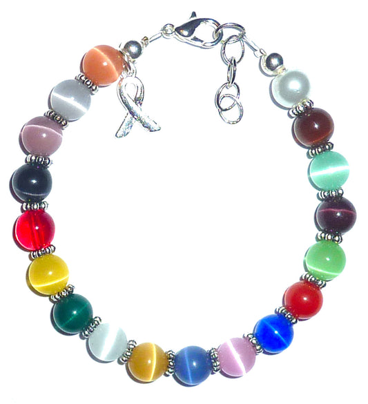 18 Colors Packaged Cancer Awareness Bracelet- 8mm