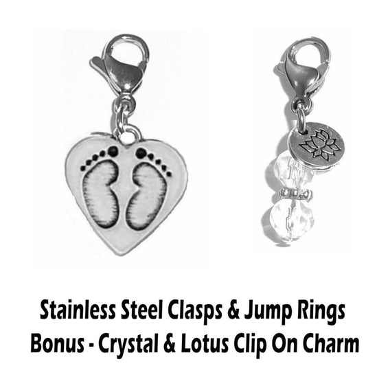 Baby Feet Clip On Charms - Whimsical Charms Clip On Anywhere