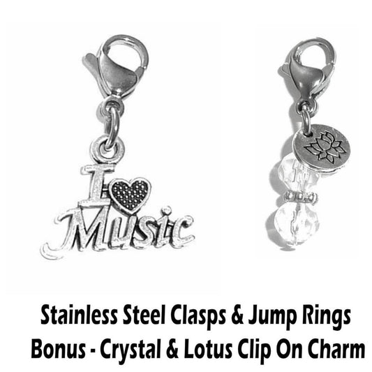 I Love Music Clip On Charms - Whimsical Charms Clip On Anywhere