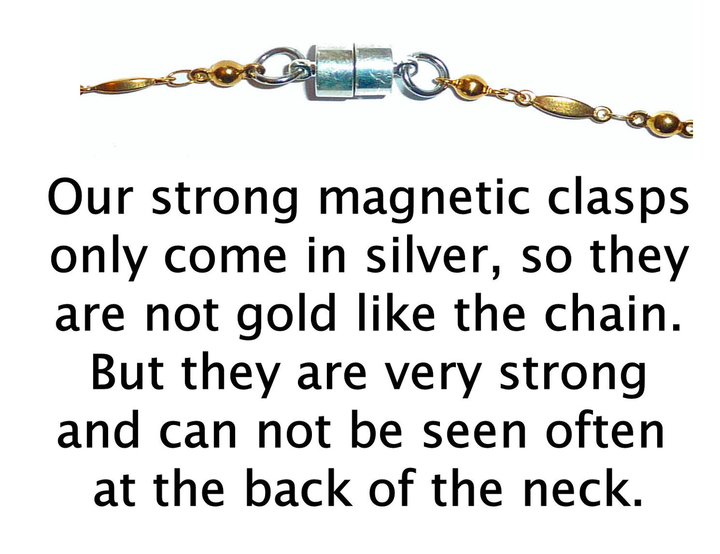 #250 Gold Magnetic Breakaway - Stainless Steel Chain Women's Lanyard, Stronger, Made in USA, Badge Holder 34 inches
