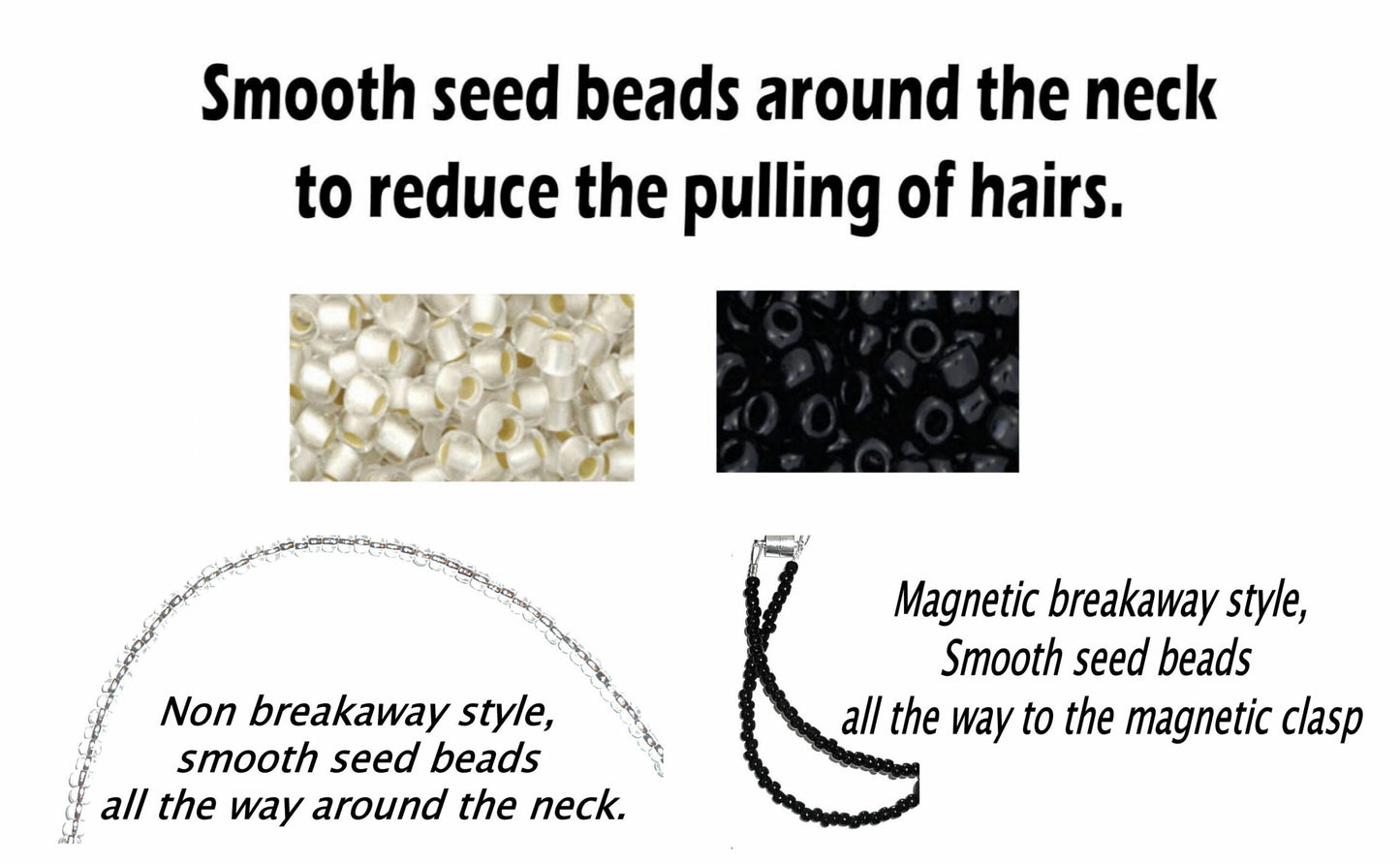 #225 Magnetic Breakaway Clasp - Super Slim Style Fashion Women's Beaded Lanyard 34", Made in USA, for Keys, Badge Holder