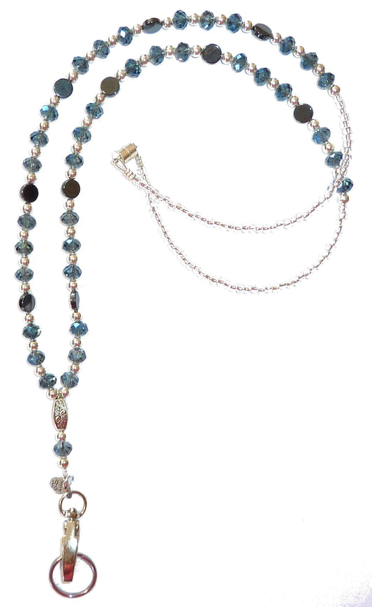 Blue Breakaway Women's Unique Artistic Beaded Lanyard Strong for ID Badge Card Holder Teacher Cruise Keys Keychain Cell Phone