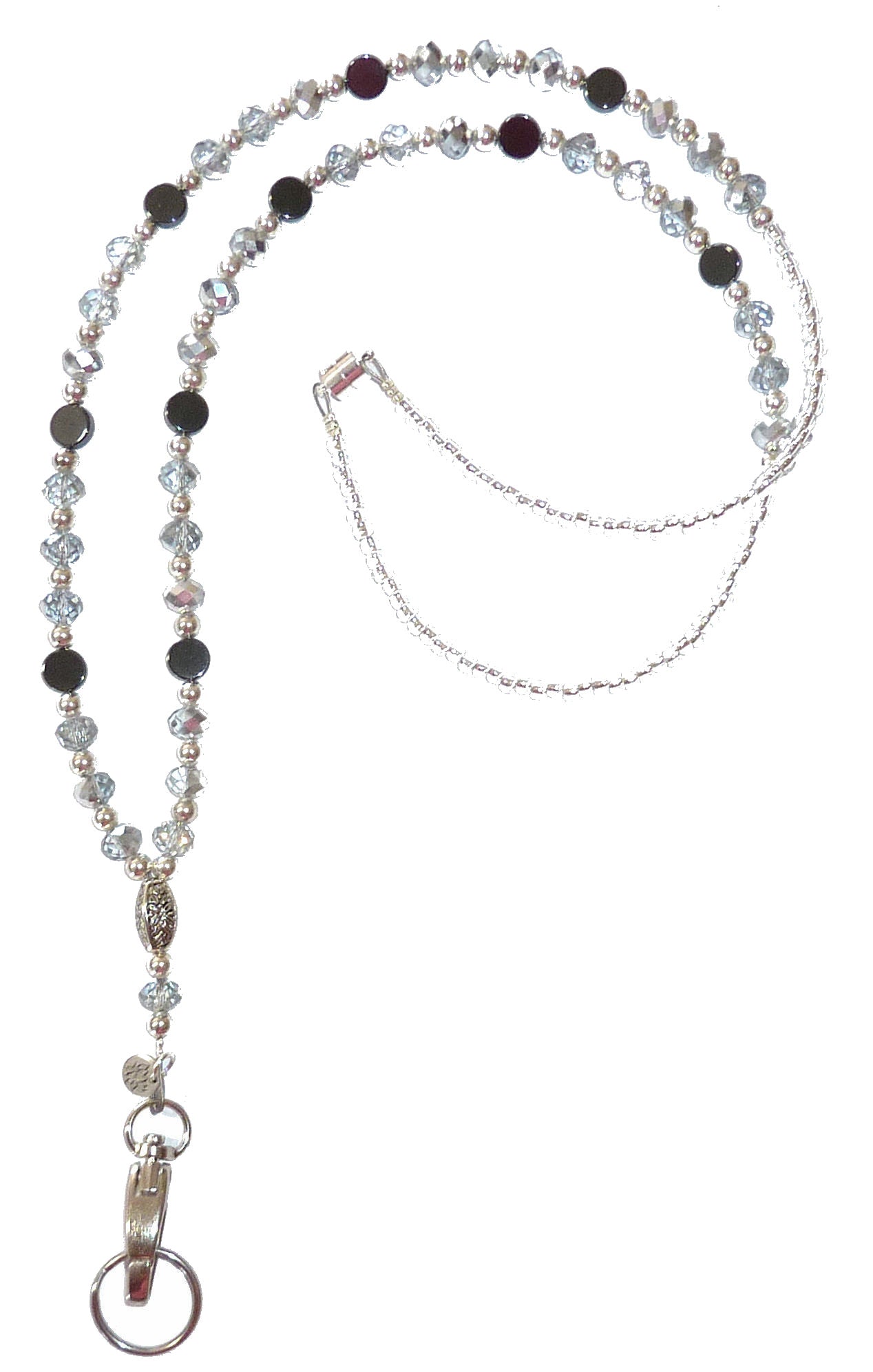 Silver Breakaway Women's Unique Artistic Beaded Lanyard Strong for ID Badge Card Holder Teacher Cruise Keys Keychain Cell Phone