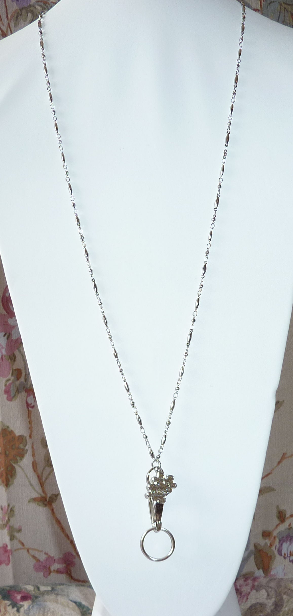 Autism Awareness Stainless Steel Fashion Lanyard with break away magnetic clasp