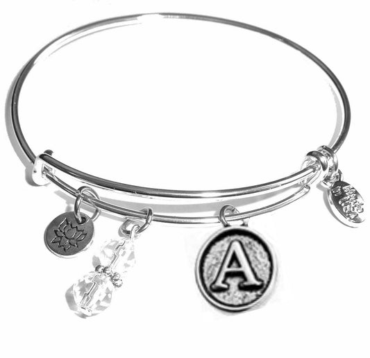 A - Initial Bangle Bracelet -Expandable Wire Bracelet– Comes in a gift box