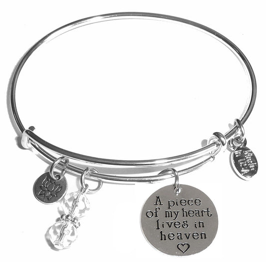 A Piece Of My Heart Message Bangle Bracelet - Expandable Wire Bracelet – Comes in a gift box