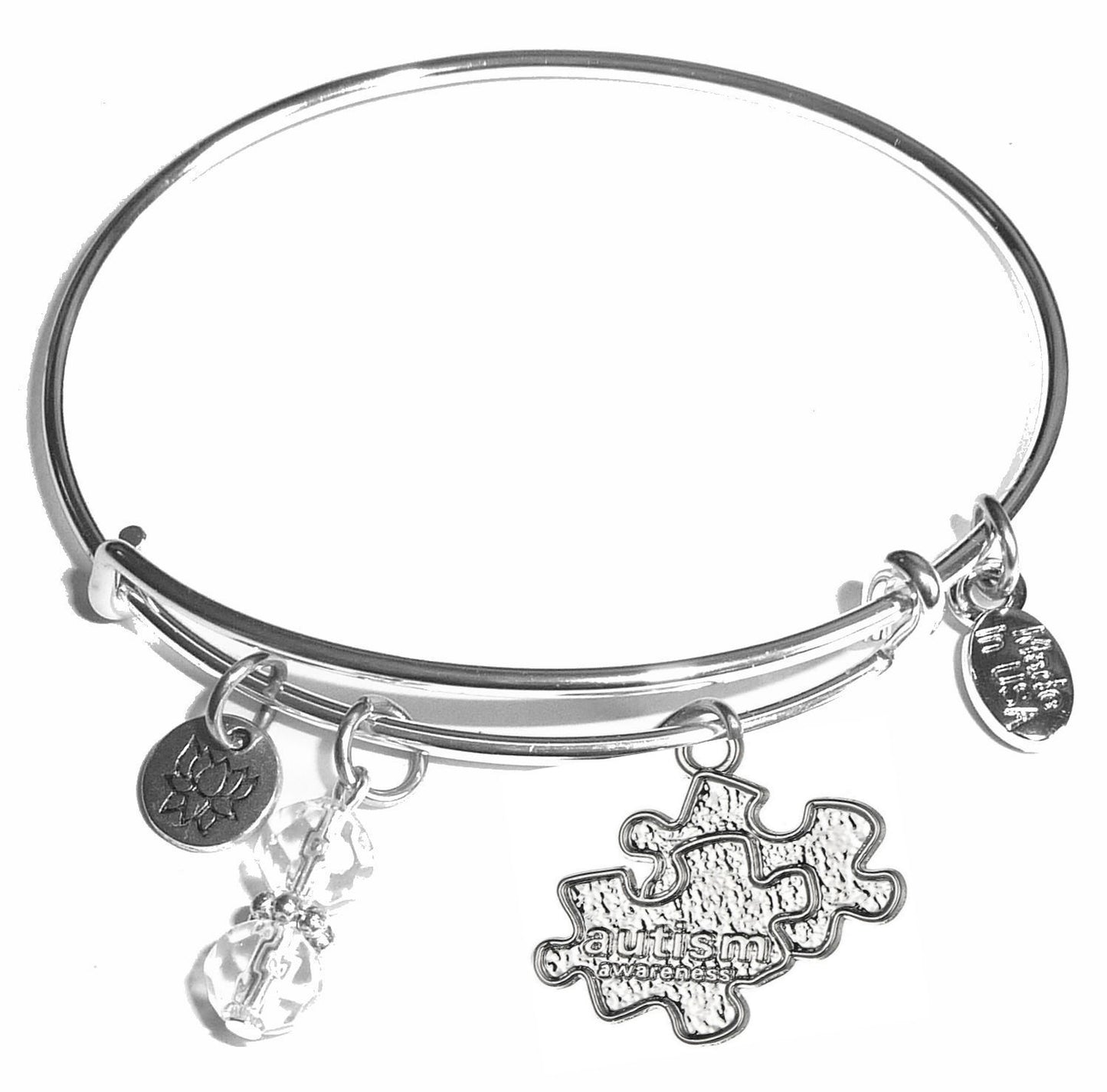 Autism - Message Bangle Bracelet - Expandable Wire Bracelet– Comes in a gift box