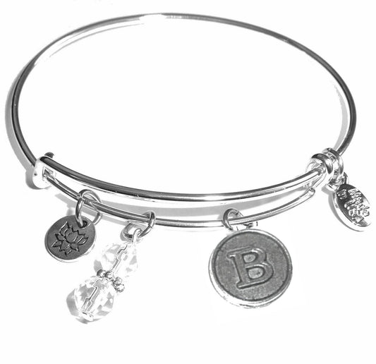 B - Initial Bangle Bracelet -Expandable Wire Bracelet– Comes in a gift box