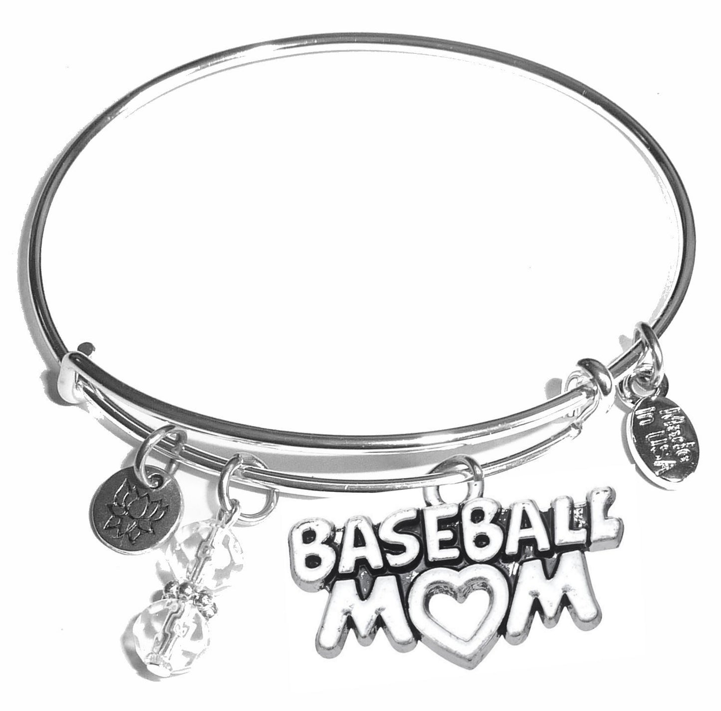 Baseball Mom - Message Bangle Bracelet - Expandable Wire Bracelet– Comes in a gift box