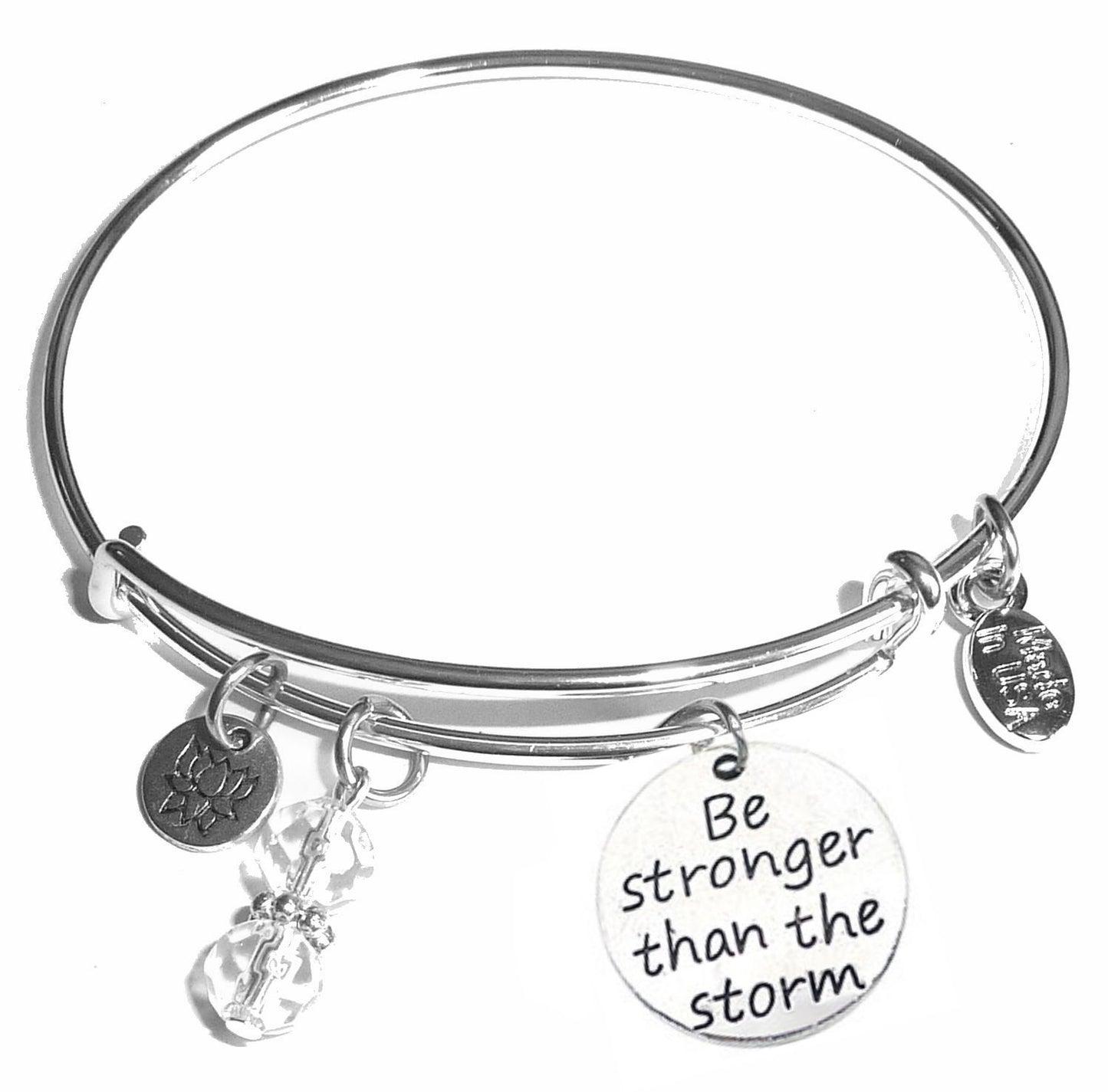 Be Stronger than the Storm - Message Bangle Bracelet - Expandable Wire Bracelet– Comes in a gift box