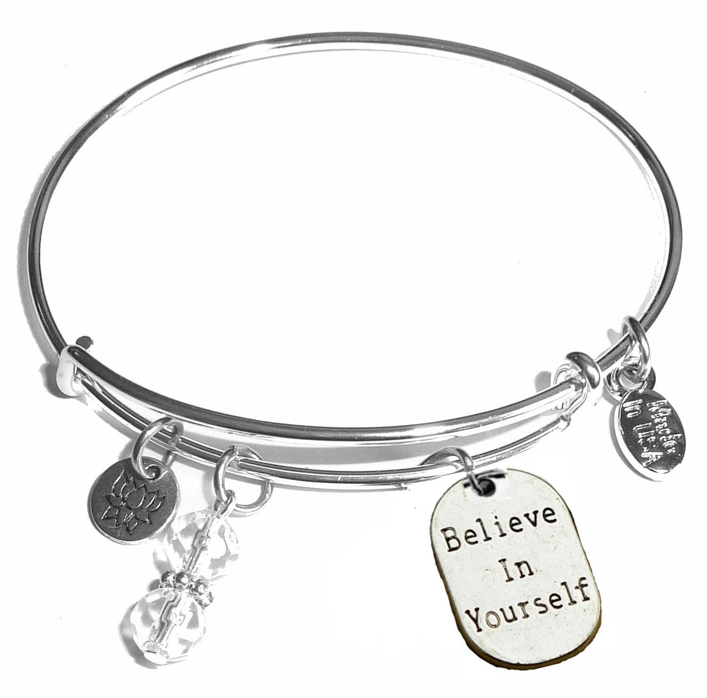 Believe in Yourself- Message Bangle Bracelet - Expandable Wire Bracelet– Comes in a gift box