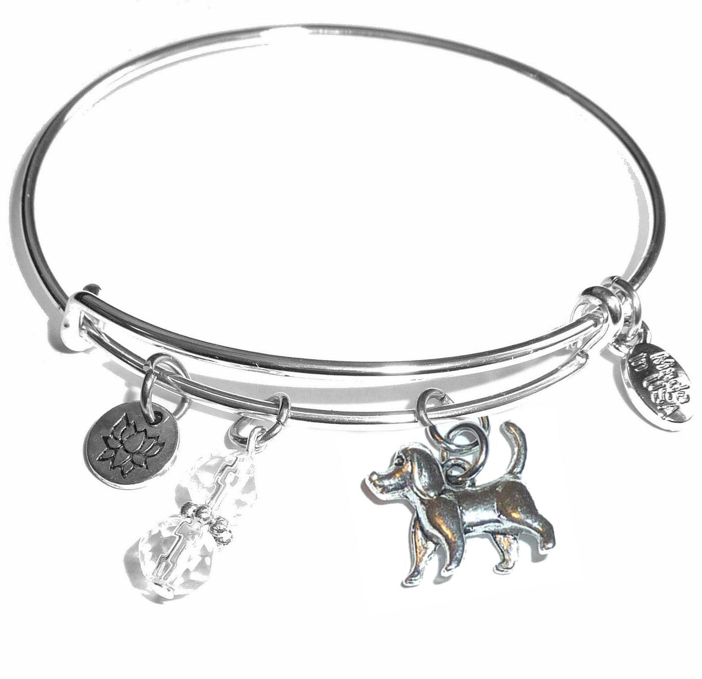 Dog - Message Bangle Bracelet - Expandable Wire Bracelet– Comes in a gift box