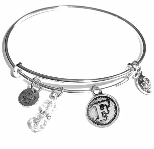 F - Initial Bangle Bracelet -Expandable Wire Bracelet– Comes in a gift box