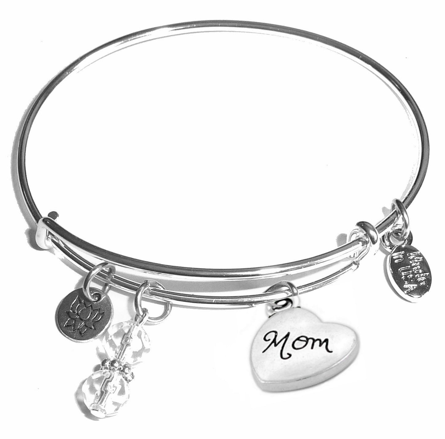 Mom - Message Bangle Bracelet - Expandable Wire Bracelet– Comes in a gift box
