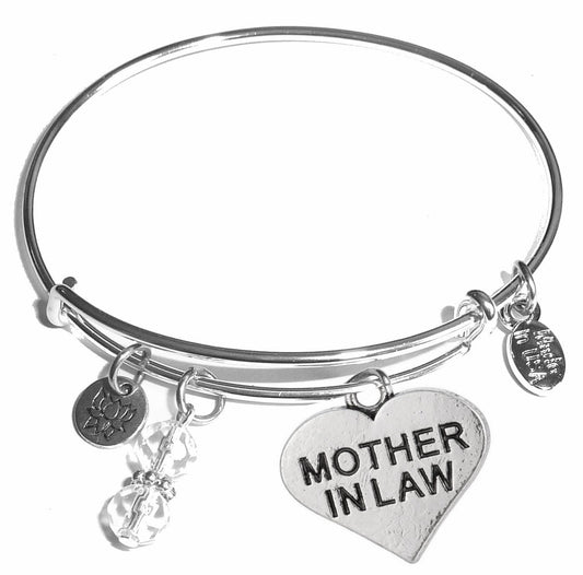 Mother in Law - Message Bangle Bracelet - Expandable Wire Bracelet– Comes in a gift box