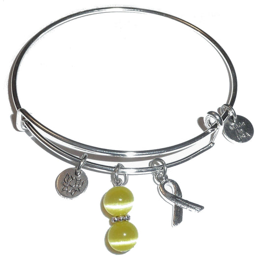 Golden (Childhood Cancers) Hope for the Cure Bangle Bracelet -Expandable Wire Bracelet– Comes in a gift box