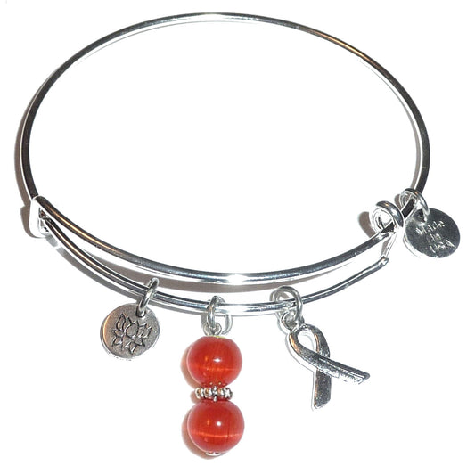 Orange (Leukemia) Hope for the Cure Bangle Bracelet -Expandable Wire Bracelet– Comes in a gift box