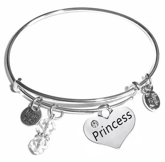 Princess - Message Bangle Bracelet - Expandable Wire Bracelet– Comes in a gift box