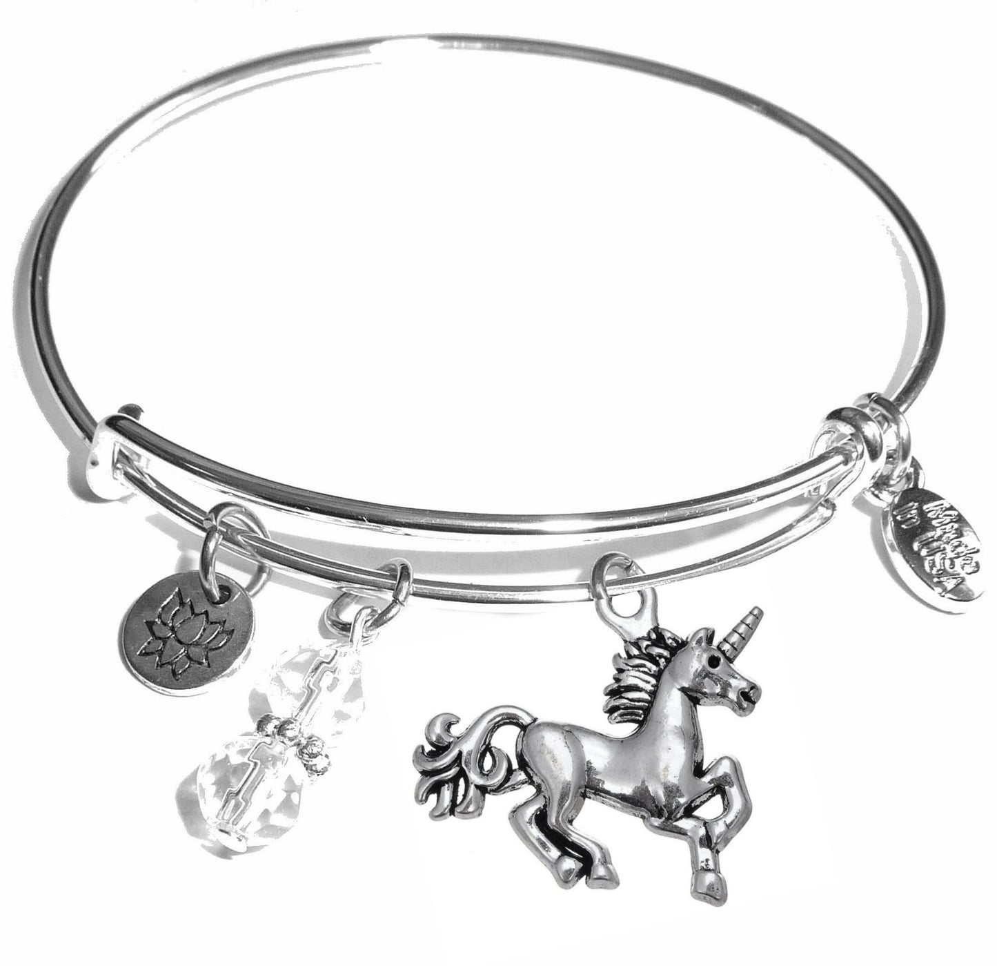 Unicorn - Message Bangle Bracelet - Expandable Wire Bracelet– Comes in a gift box