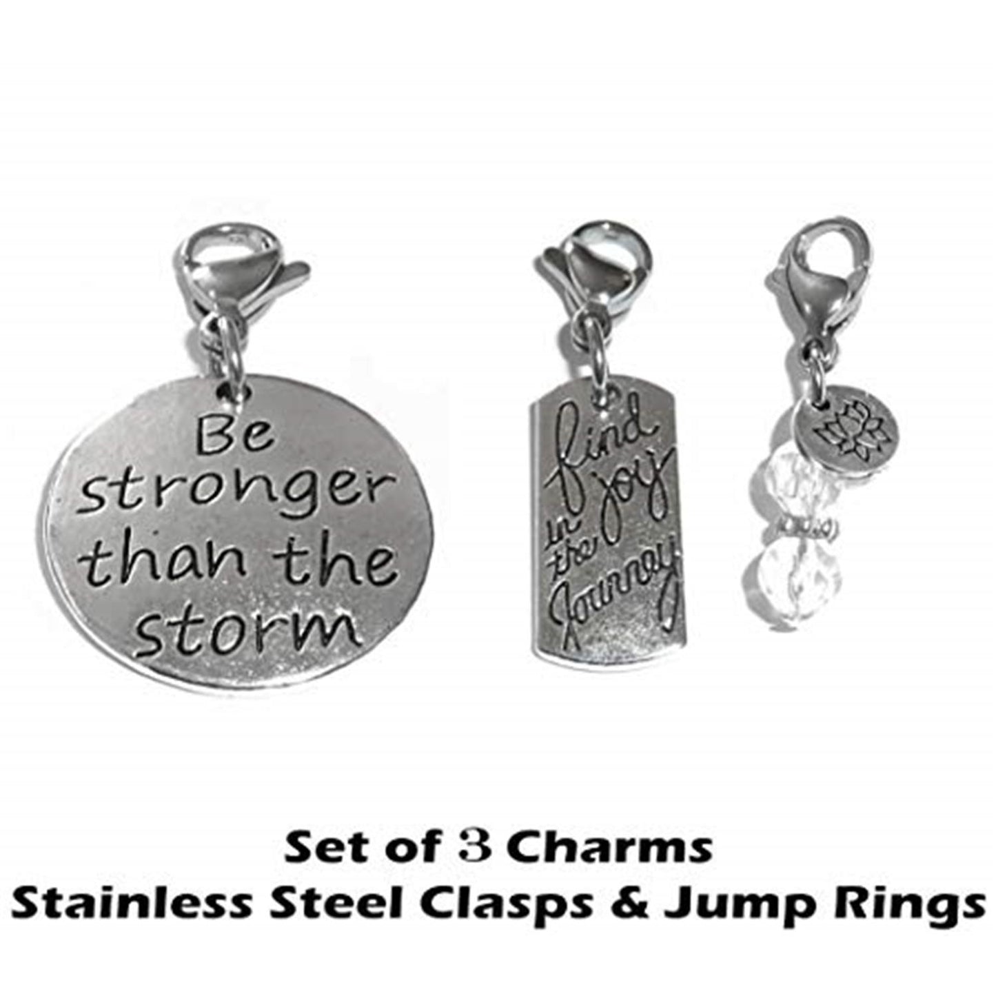 Be Strong & Find Joy - Custom Charm Bracelet Set