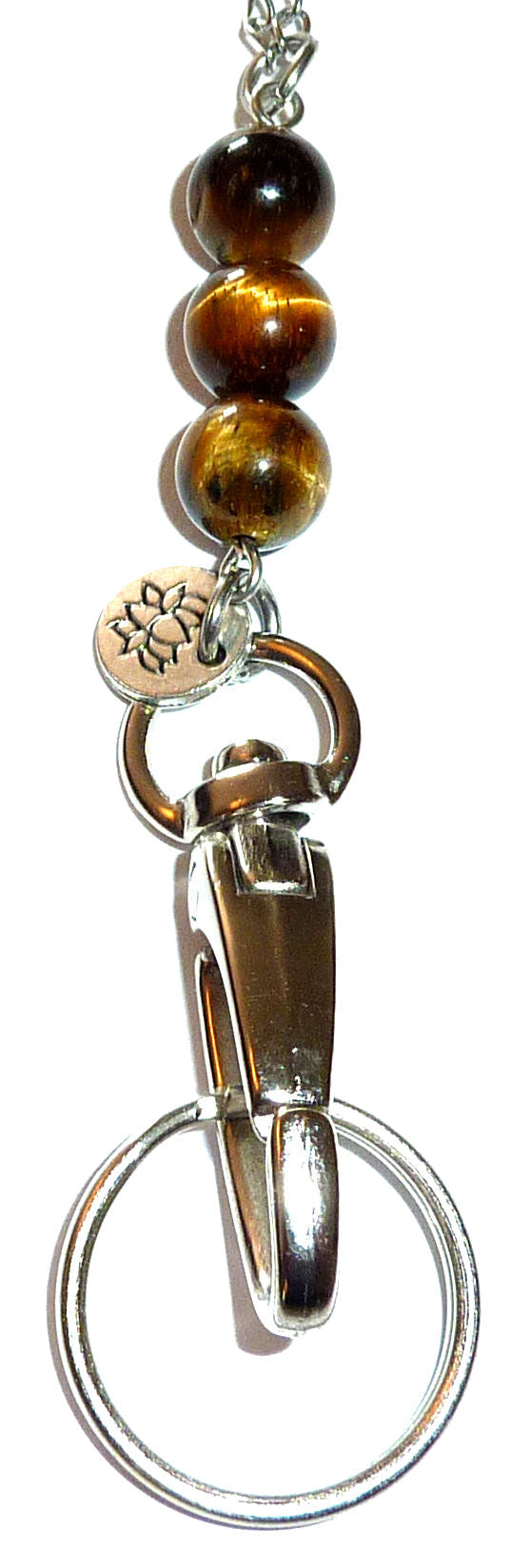 Tigers Eye Beaded Chain Lanyard - ID Badge Holder (Magnetic Breakaway - Safer)