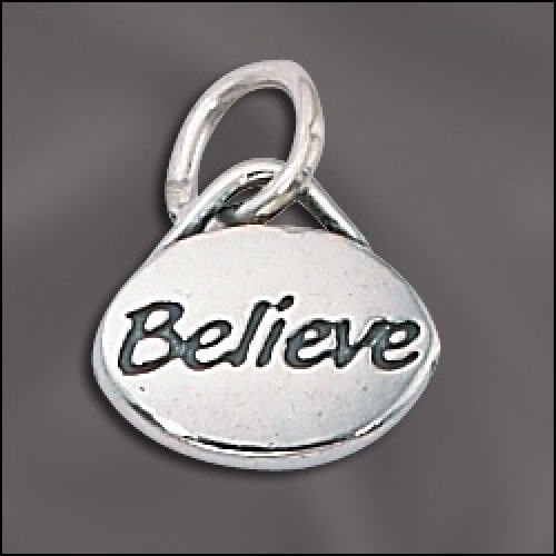 BELIEVE Message Charm .925 Sterling Silver