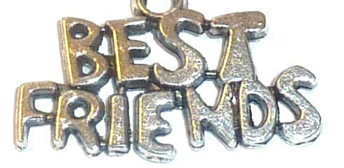 Pewter Silver Tone Message Charm - Best Friends