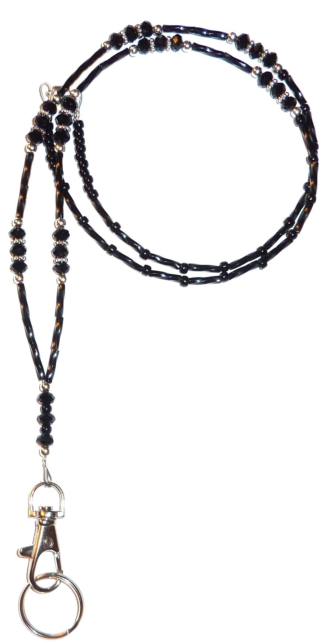 Black Crystal (Ultra Slim & Light) Fashion Lanyard with break away magnetic clasp