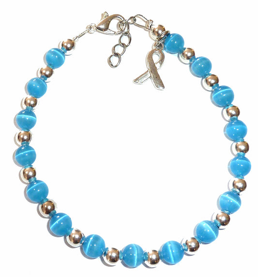 Blue (Colon Cancer) Packaged Cancer Awareness Bracelet 6mm