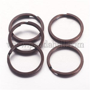 Bronze - 19mm Silver Plated round key chain ring - 100 Count