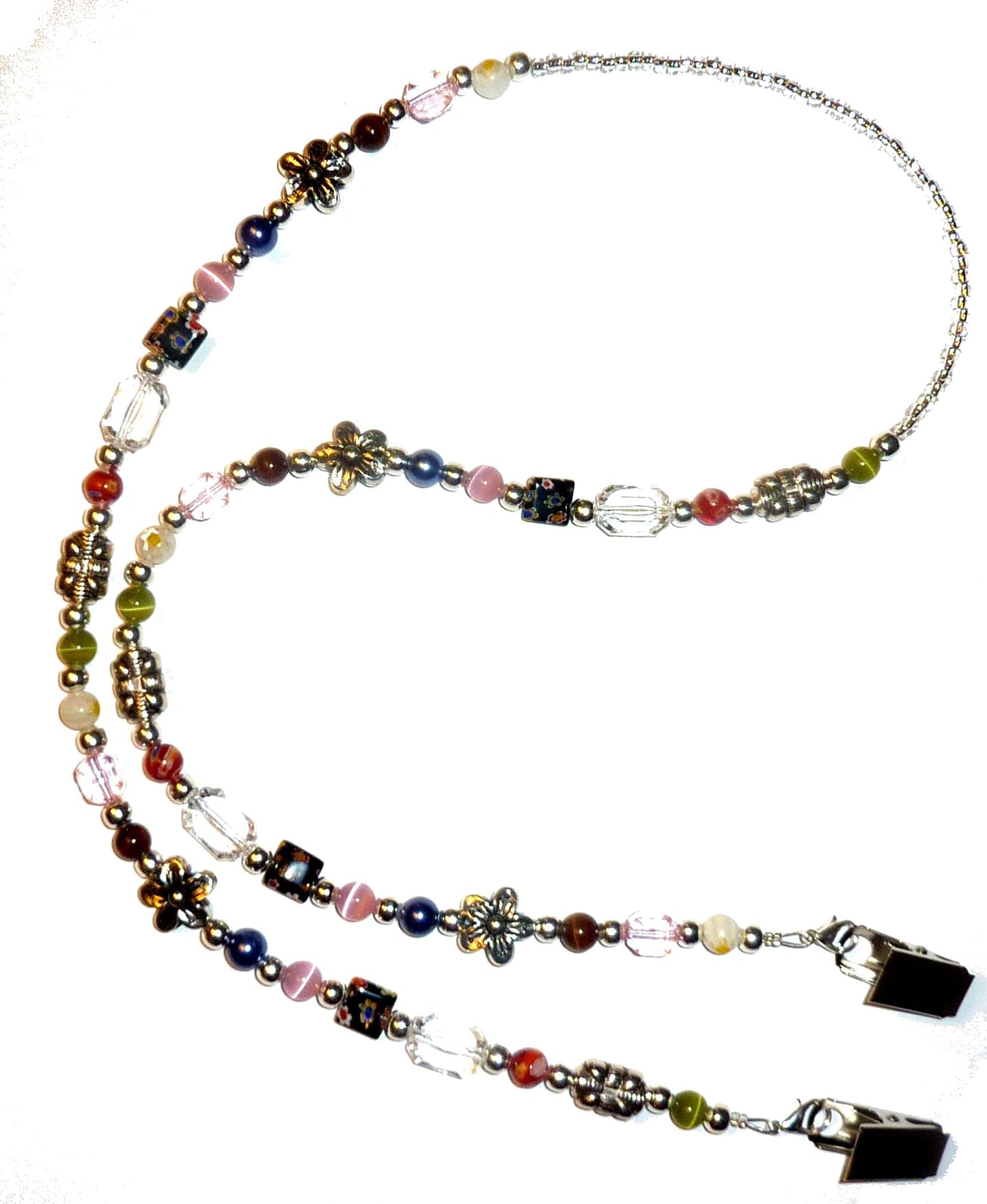 Bull Dog Slim Multi Fashion Women's Beaded Lanyard 34", Badge holder