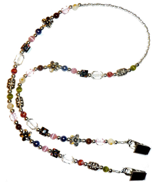 Bull Dog  Slim Multi Fashion Women's Beaded Lanyard 34", Badge holder