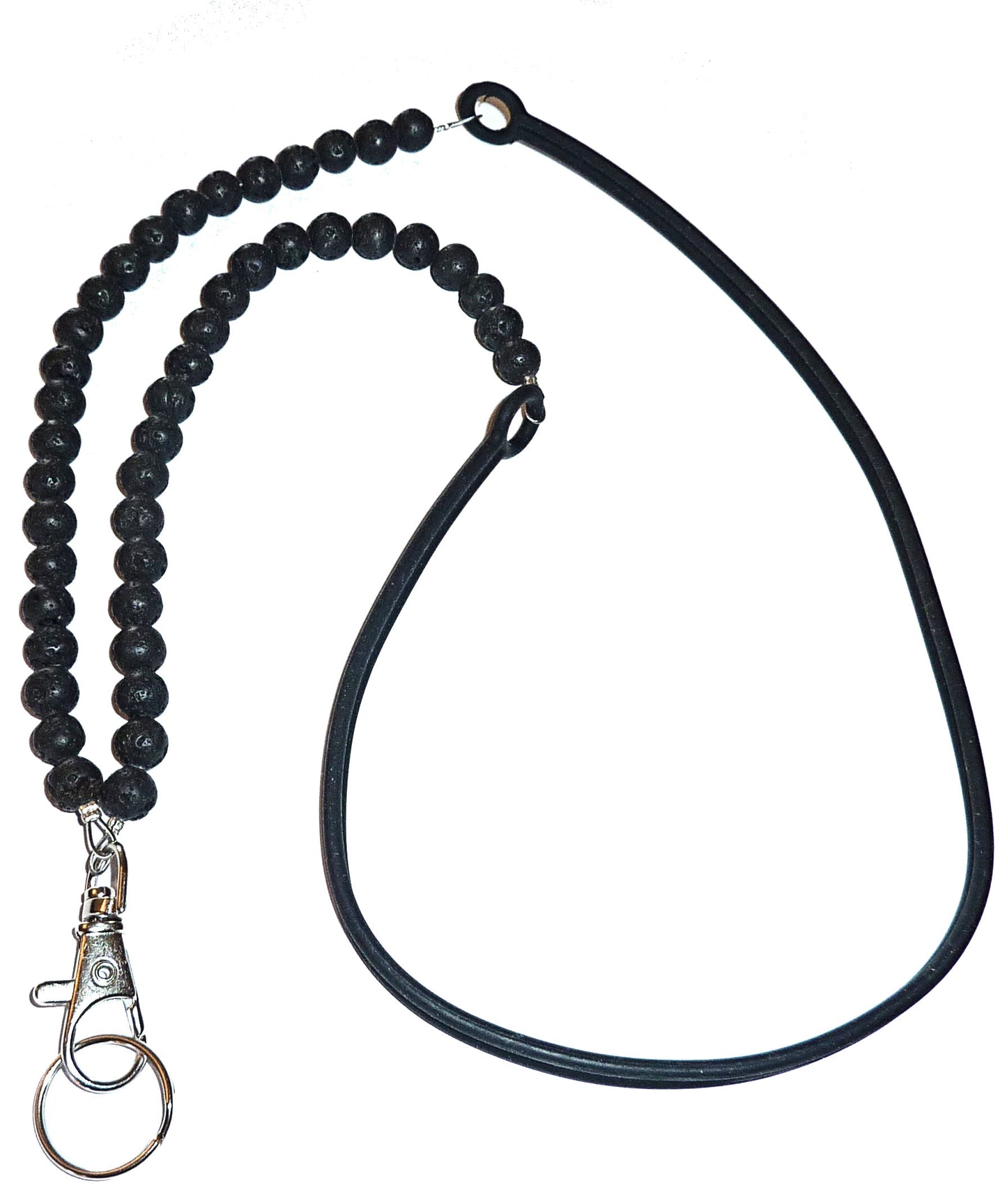 Black Lava Beaded Cell Phone Lanyard - Silicone Strap