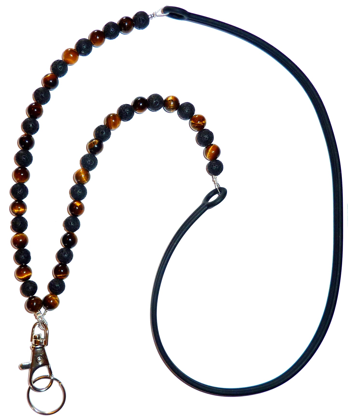 Tiger Eye Beaded Cell Phone Lanyard - Silicone Strap