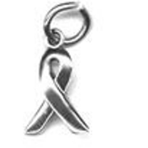 BB Cancer Awareness Ribbon Charms Silver Plated CCSP