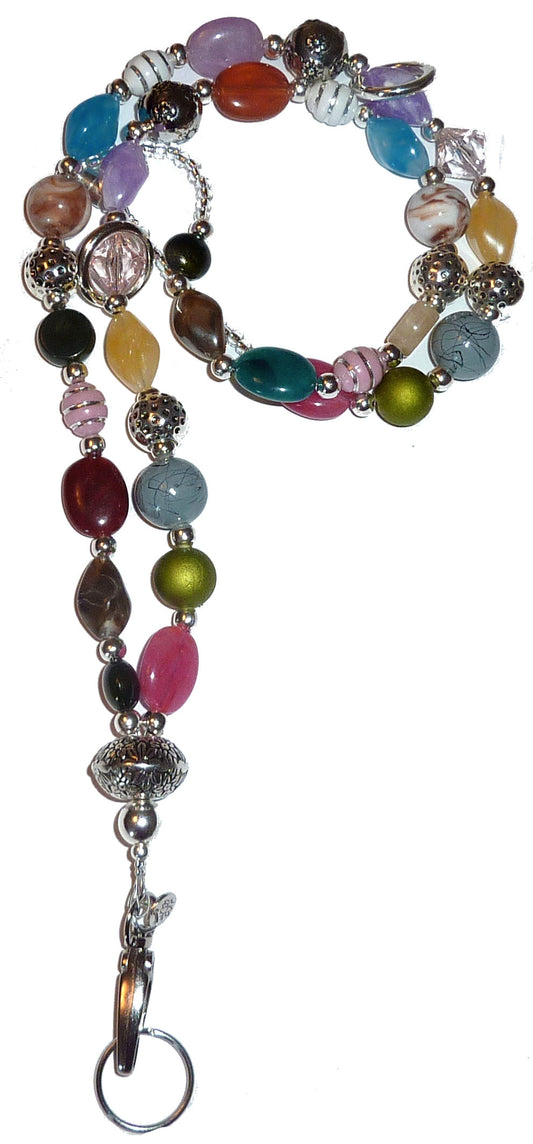 Chunky Multi Colored Fashion Lanyard with break away magnetic clasp