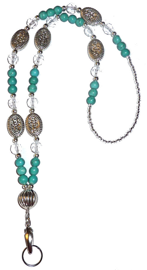 Chunky Turquoise Women's Fashion Lanyard 34" NON Breakaway - Strong