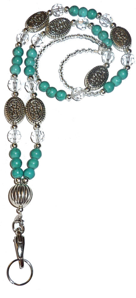 Chunky Turquoise Women's Fashion Lanyard with break away magnetic clasp