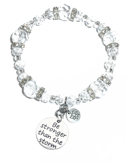 Be Stronger Than The Storm Charm Bracelet - Crystal Stretch