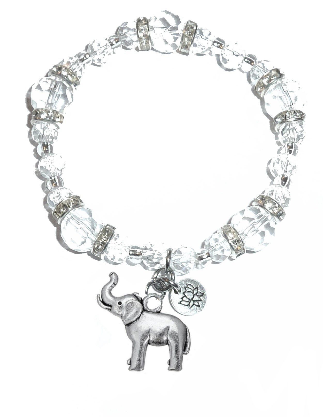 Elephant Charm Bracelet - Crystal Stretch