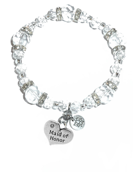 Maid Of Honor Charm Bracelet - Crystal Stretch