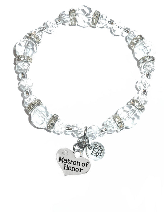 Matron Of Honor Charm Bracelet - Crystal Stretch