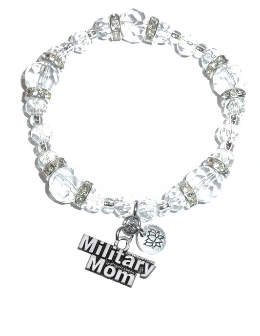 Military Mom Charm Bracelet - Crystal Stretch