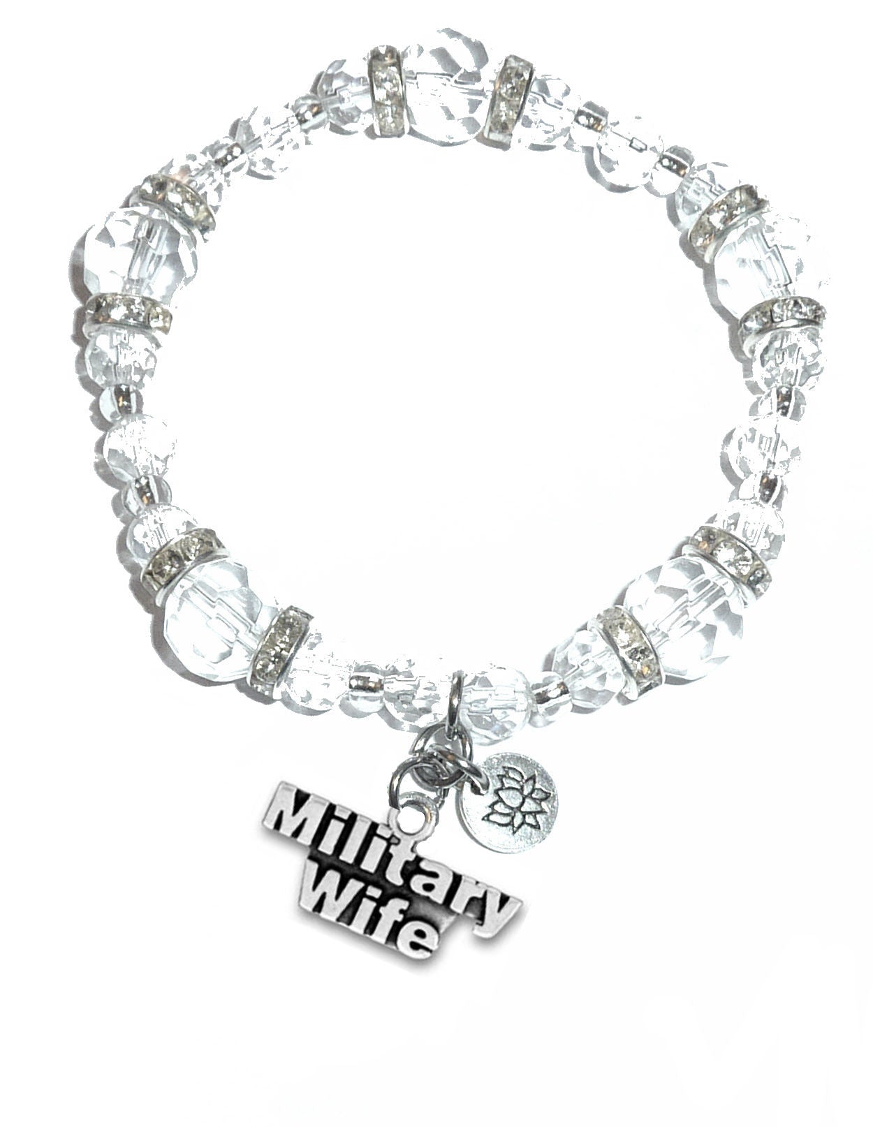Military Wife Charm Bracelet - Crystal Stretch