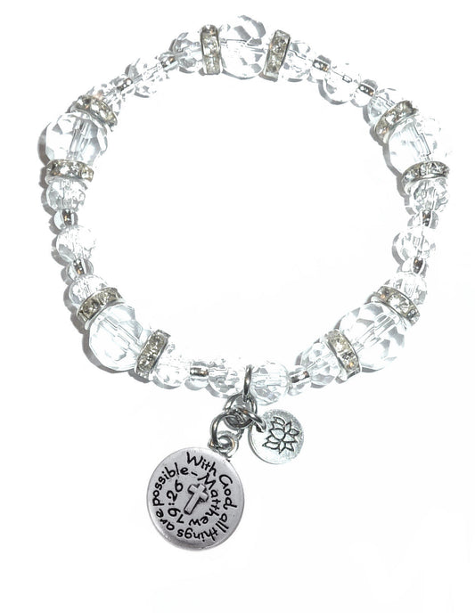 With God All Things Are Possible Charm Bracelet - Crystal Stretch